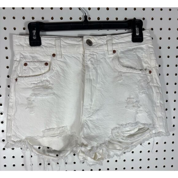 Zara high waist tattered shredded denim shorts size 4 - Picture 1 of 9